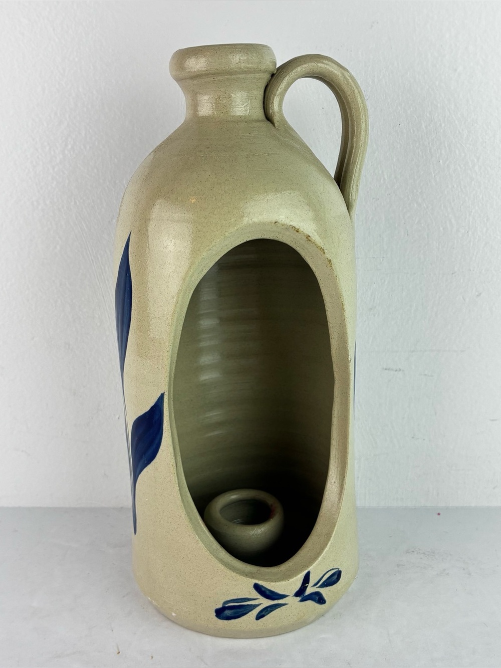 Williamsburg Pottery Vintage 1993 Salt Glazed Stoneware Jug Candleholder